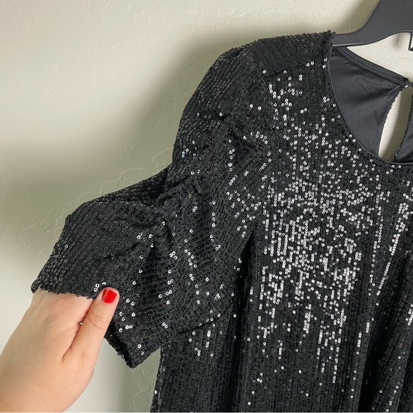 ❌SOLD Torrid Black Sequin Ruched Sleeve Top 2X NWT 18859297 - Picture 6 of 14
